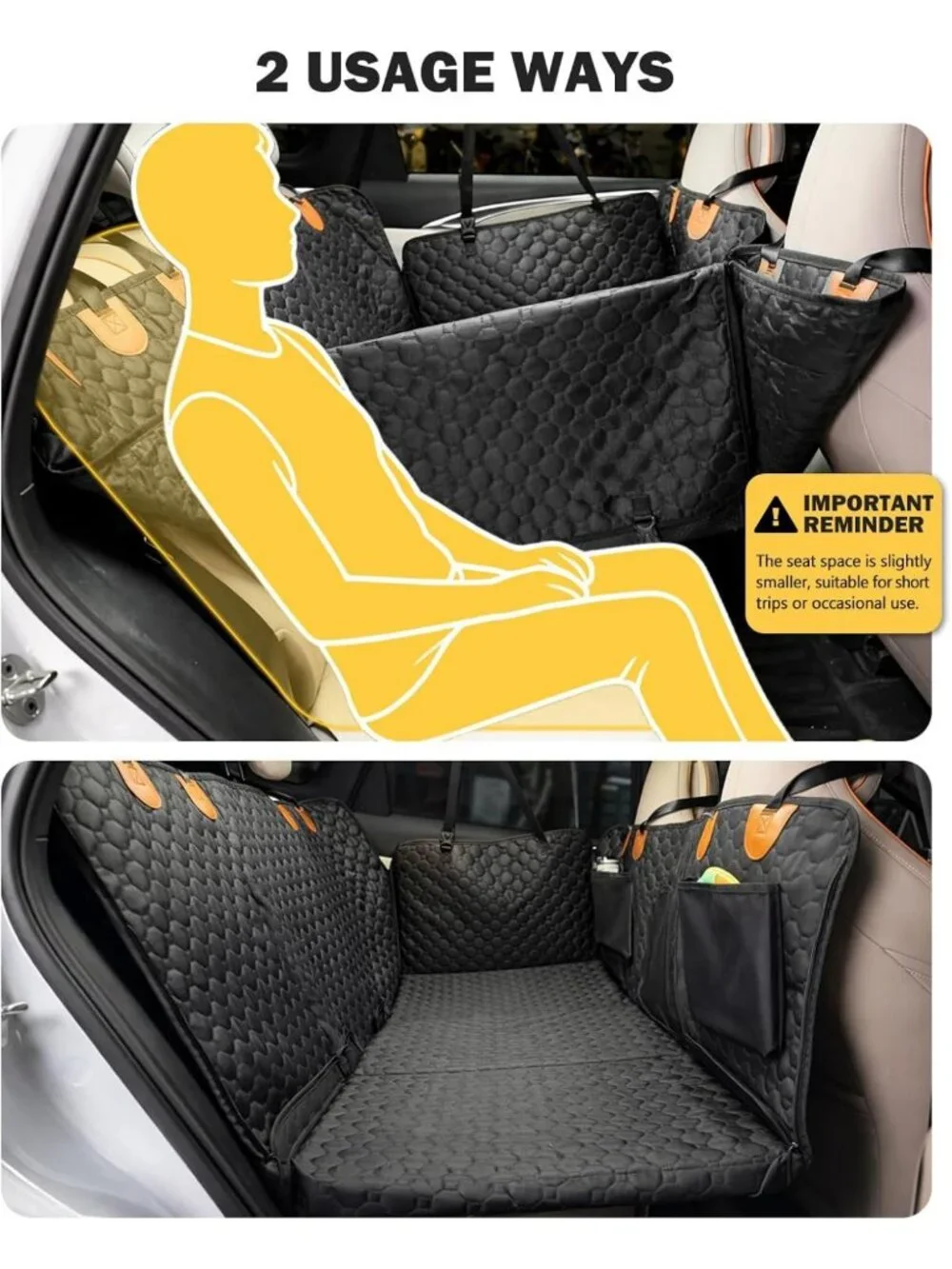 Waterproof Dog Car Seat Cover & Back Seat Extender, Anti-Scratch, Easy Clean